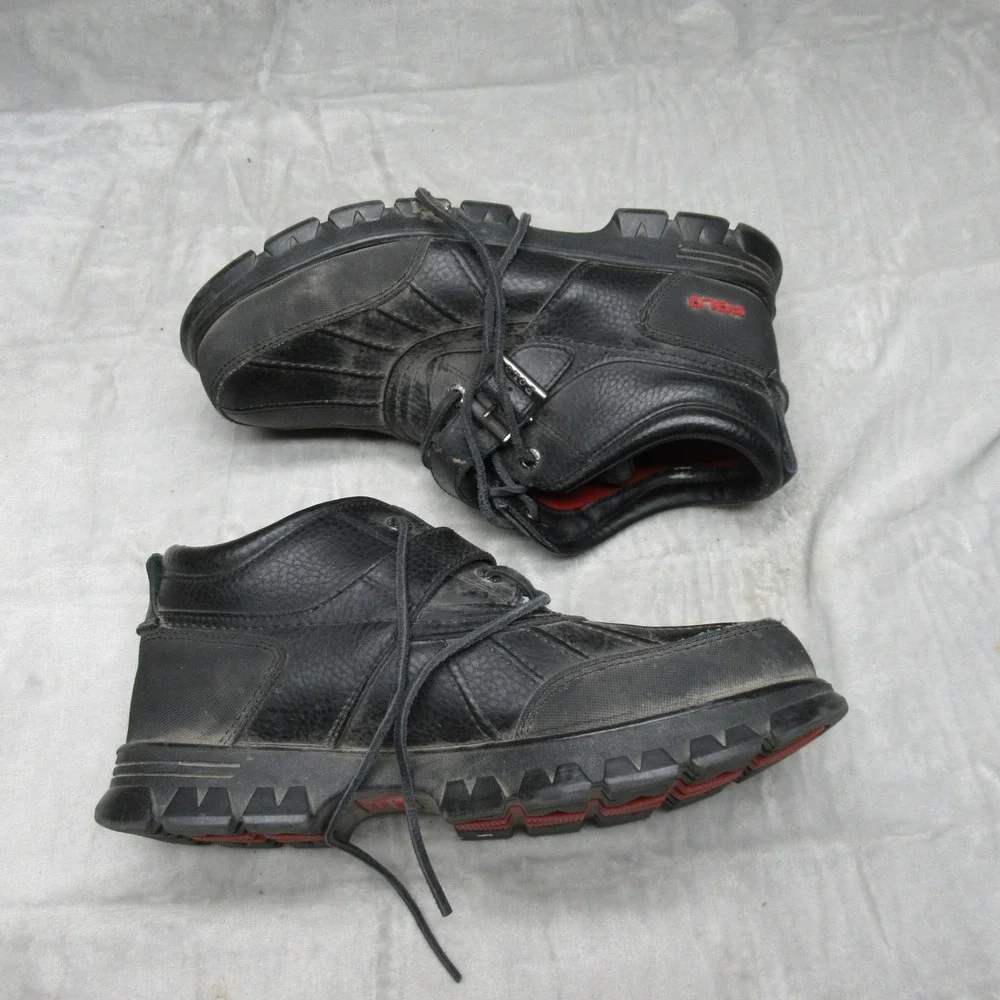 Polo Ralph Lauren Mens 11D Duck Boots Dover‎ II Black Leather Buckle Waterproof